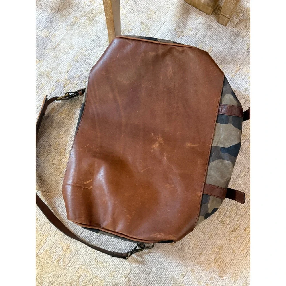 Tom Beckbe Canvas Field Bag Leather Trim Weekend Travel Dufflebag